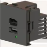 Cargador USB de doble puerto A+C, Gris. Potencia de salida total: 21W (5V/4.2A), con terminales de tornillo