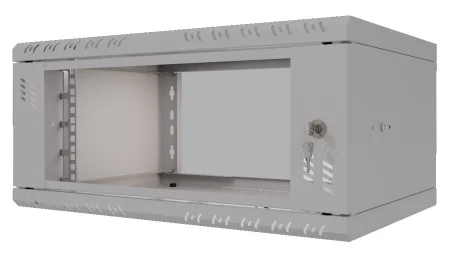 Rack Mural 19" 6U F450mm. Puerta de cristal. color GRIS (DESMONTADO)