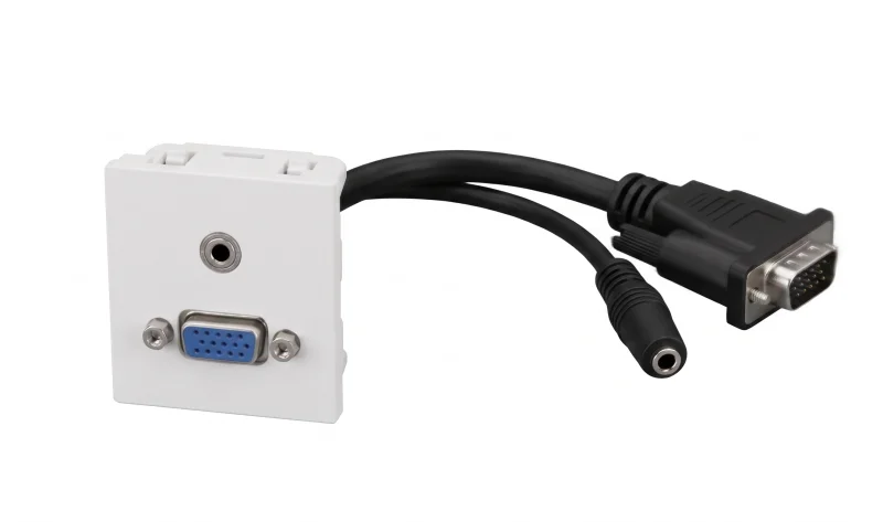 Placa VGA + mini-jack hembra-hembra 45x45 para caja de mecanismos.
