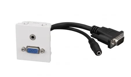 Placa VGA + mini-jack hembra-hembra 45x45 para caja de mecanismos.
