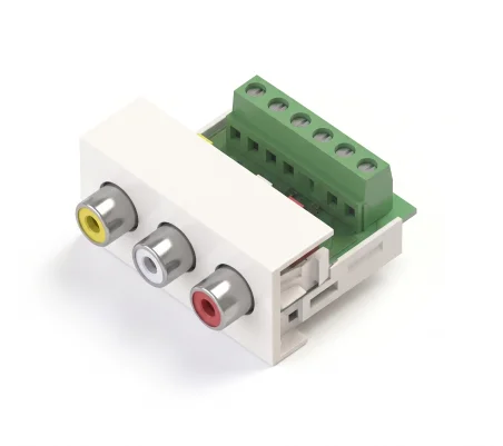 Módulo 22,5x45 3 RCA a placa con conector Video & Audio.