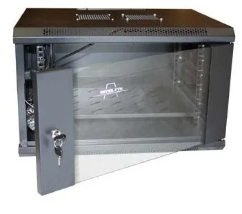 Rack Mural 6U F300 mm. Puerta Cristal. CON Accesorios. 19"