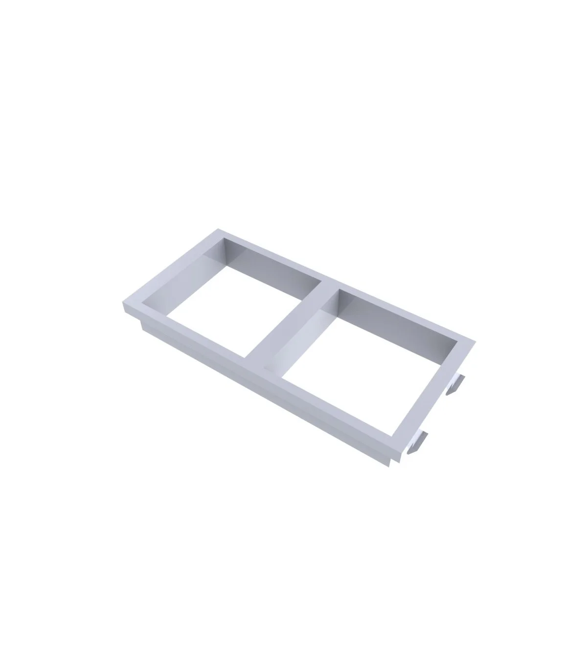 Placa doble 2 huecos de 45x45 blanca
