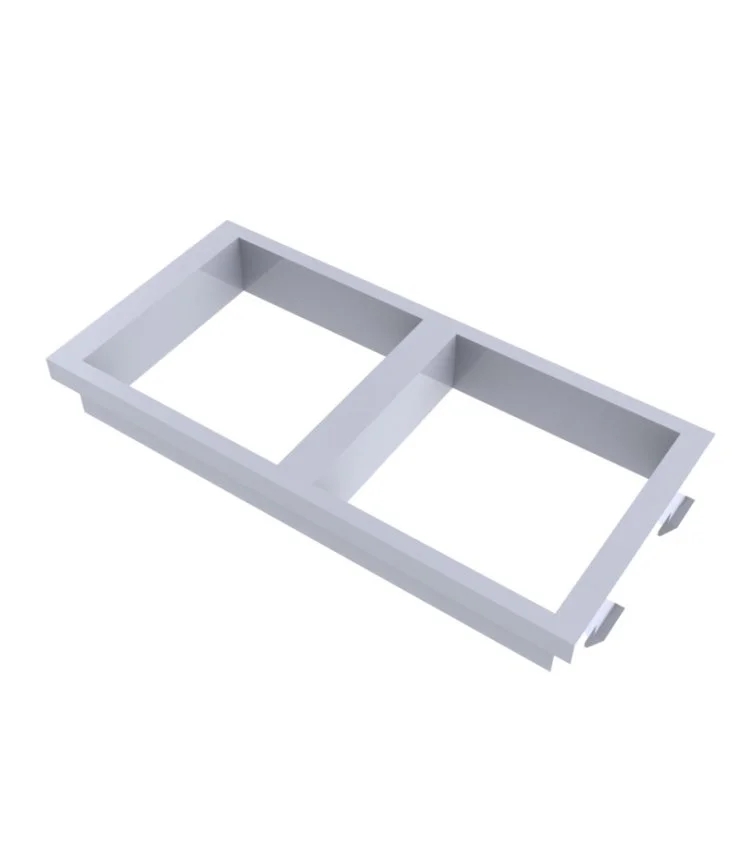 Placa doble 2 huecos de 45x45 blanca