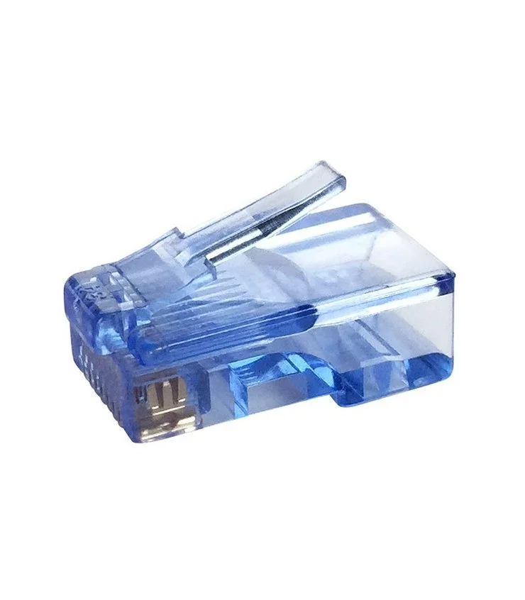 Conector macho RJ45 CAT6 UTP Sin Guía AZUL.   bolsa 100 unidades.