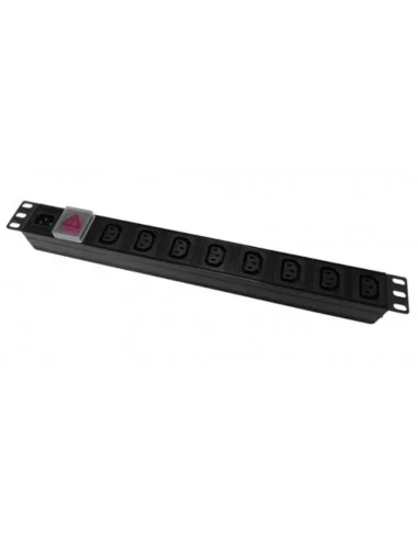 Regleta 19" 1U 8 Schuko Sin Interruptor con indicador LED. Aluminio