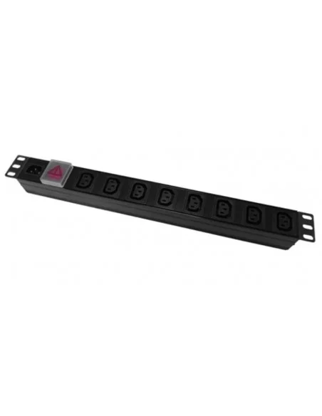 Regleta 19" 1U 8 Schuko Sin Interruptor con indicador LED. Aluminio