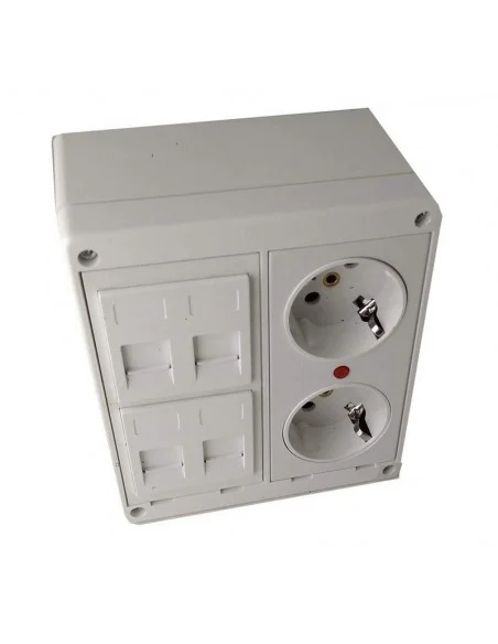 Kit caja superficie 2 schuko 4 RJ45