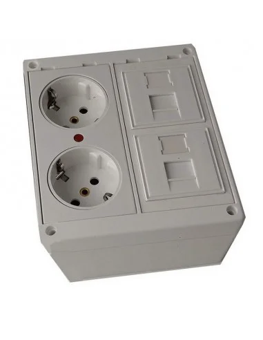 Kit caja superficie 2 schukos 2 RJ45