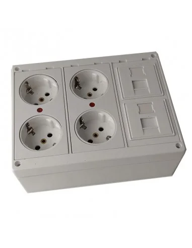 Kit caja superficie 4 schukos 2 RJ45