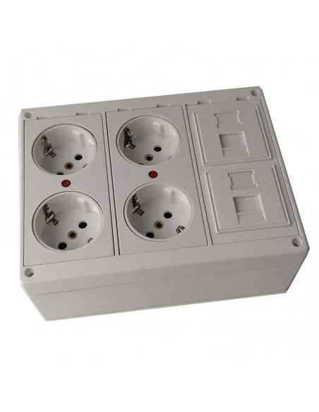 Kit caja superficie 4 schukos 2 RJ45