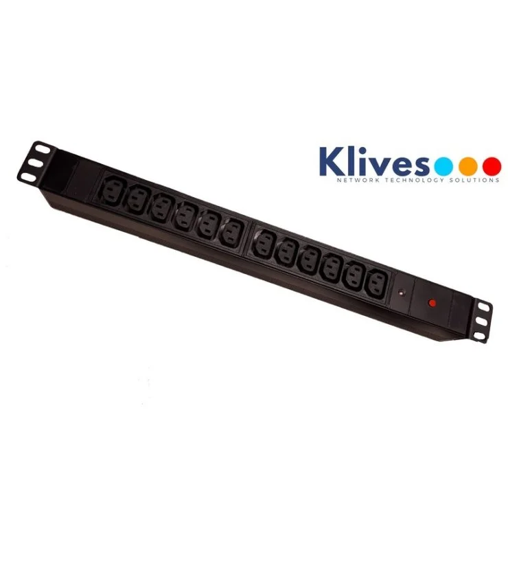 Regleta 19" 1U 12 IEC C13 Sin Interruptor con LED y Protección contra Sobrecargas