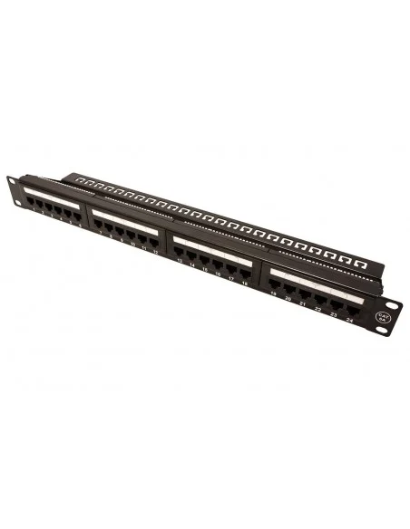 Patchpanel Cat6A UTP 19" 1U 24 puertos + guía sujeta cables