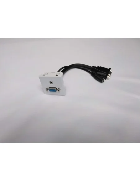 Placa VGA + mini-jack hembra-hembra 45x45 para caja de mecanismos.
