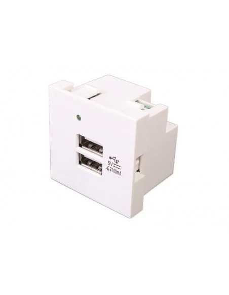 Módulo 45x45 con 2 cargadores USB (5V / 2.1A) Blanco