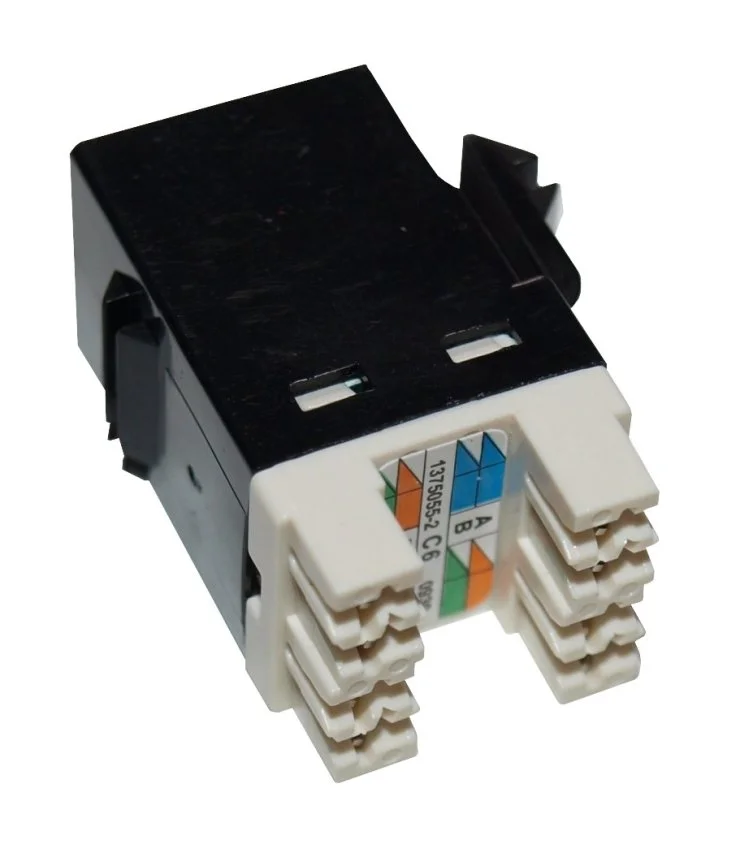 Conector RJ45 CAT6 UTP 180º Negro Hembra Tipo AMP