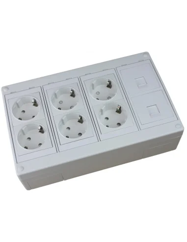 Kit caja superficie 6 schukos 2 RJ45