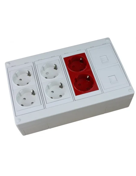 Kit caja superficie 6 schukos 2 RJ45