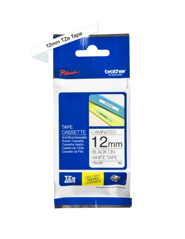 Cinta Laminada Ancho 12 mm Texto Negro Fondo Blanco