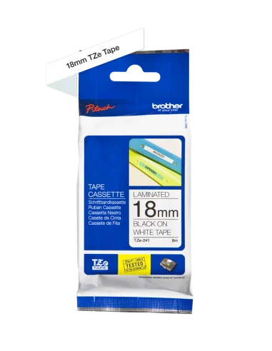 Cinta Laminada Ancho 18 mm Texto Negro Fondo Blanco