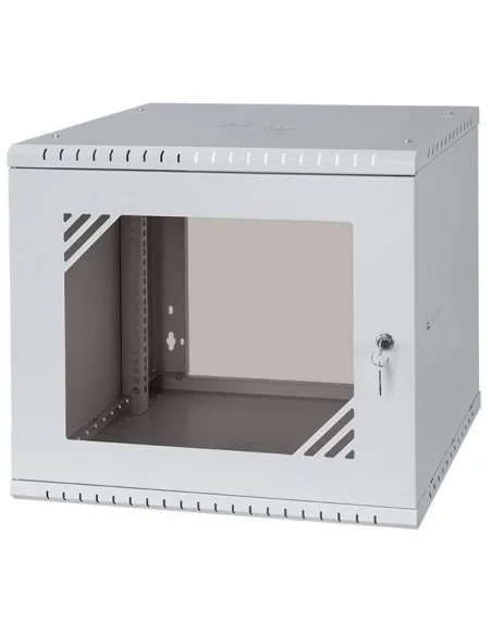Rack Mural 19" 9U F450mm. Puerta de cristal. color GRIS (DESMONTADO)