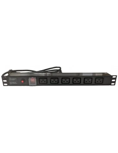 Regleta 19" 1U PVC 6 IEC C19 Con Interruptor y Protección sobrecarga