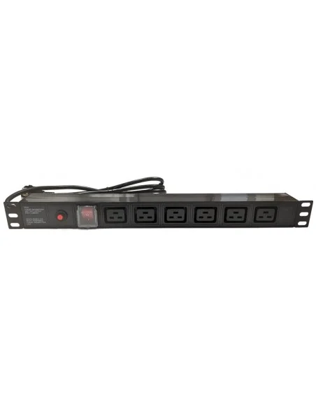 Regleta 19" 1U PVC 6 IEC C19 Con Interruptor y Protección sobrecarga