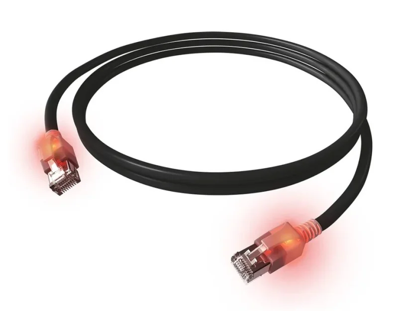 Latiguillo Cat.6A S/FTP Negro DualBoot LED (Varias medidas)